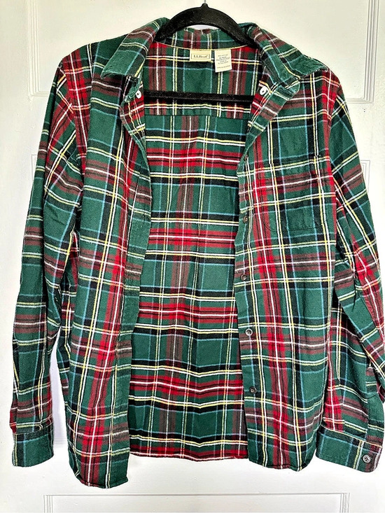 L.L. Bean Other - L.L.Bean Men's Scotch Plaid Cotton Flannel Shirt Tartan Green & Red Size Medium